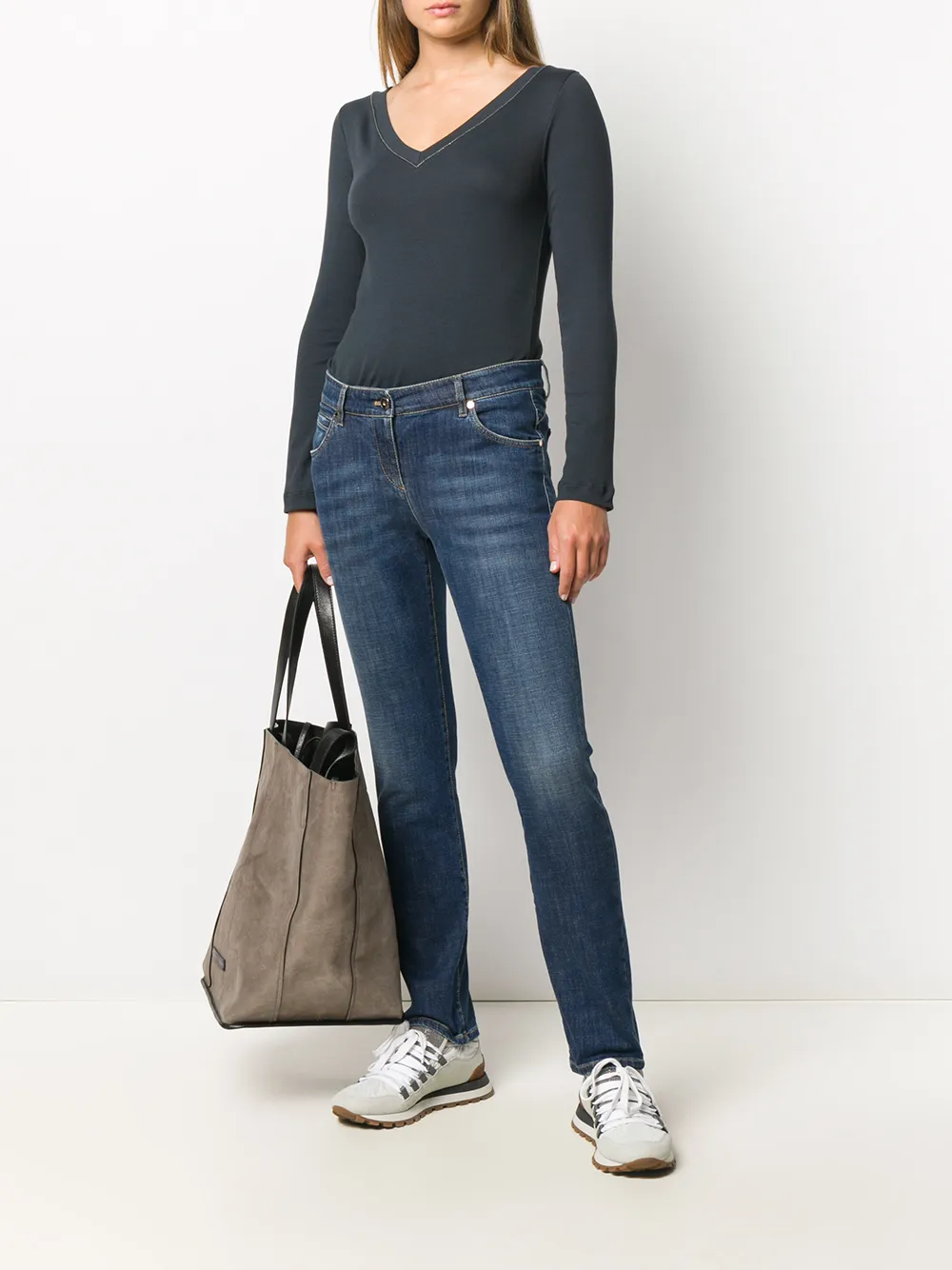 Brunello Cucinelli Top met V-hals - Blauw
