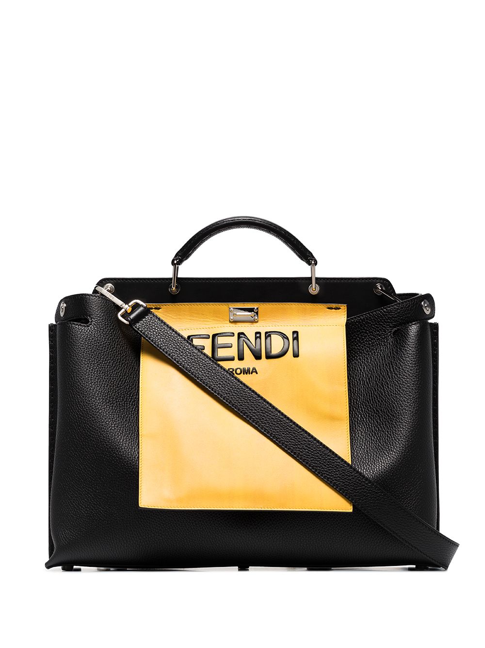 Fendi Two-tone Peekaboo Tote Bag In Black