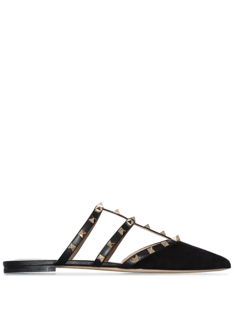 Click to view more detailed imagery on our partner's website Valentino Garavani Rockstud Pointed Flat Pumps In Black