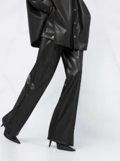 black leather baggy trousers