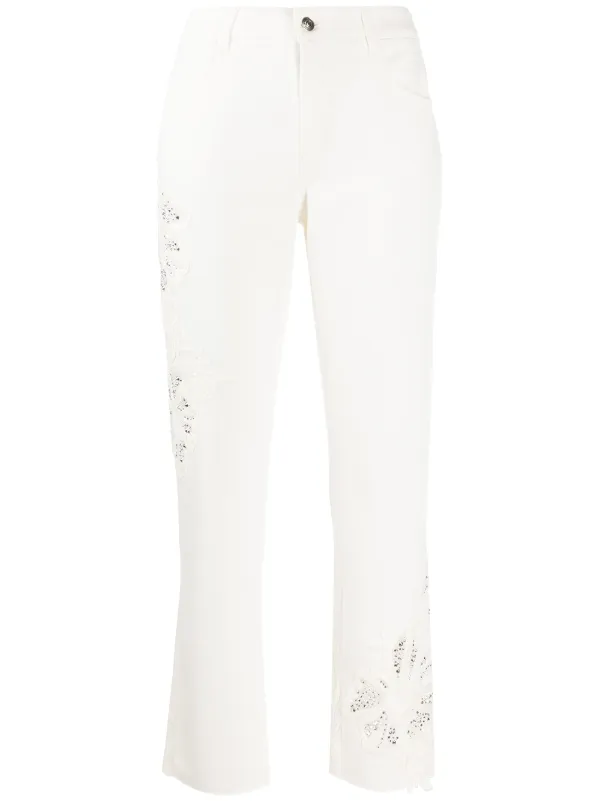 embellished straight leg jeans