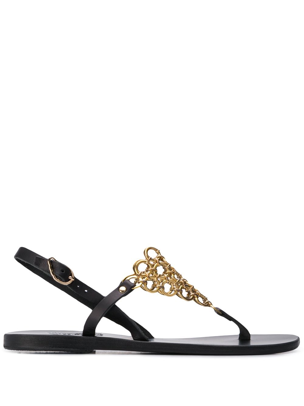Ancient Greek Sandals Chain Mail Strappy Sandals In Black