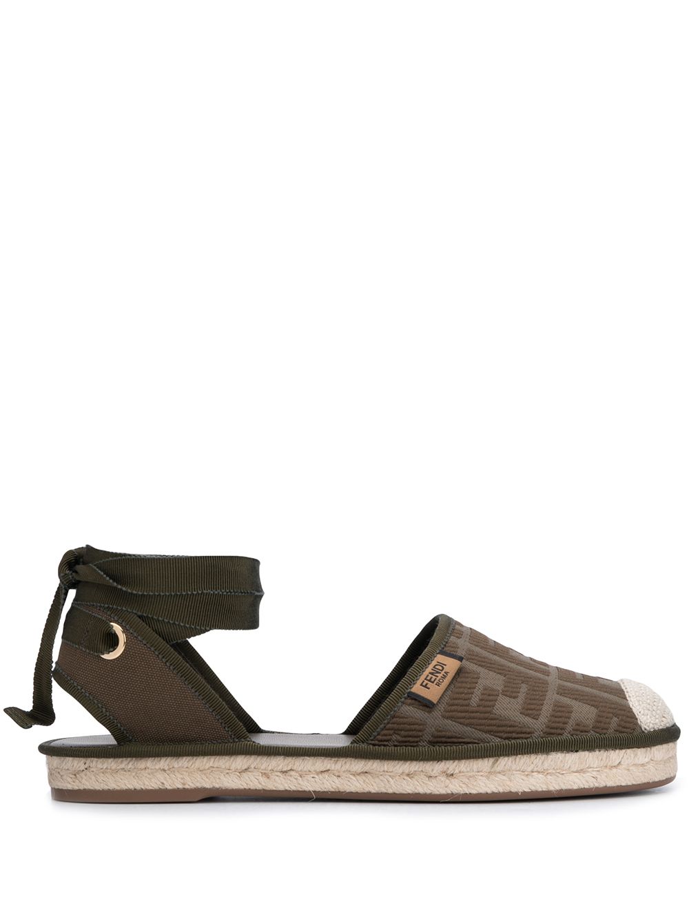 Fendi Double F Ankle-tie Espadrilles In Green ModeSens