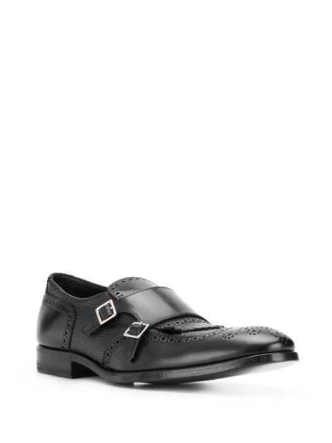 Shop black Henderson Baracco double buckle cut-out detail monk shoes ...