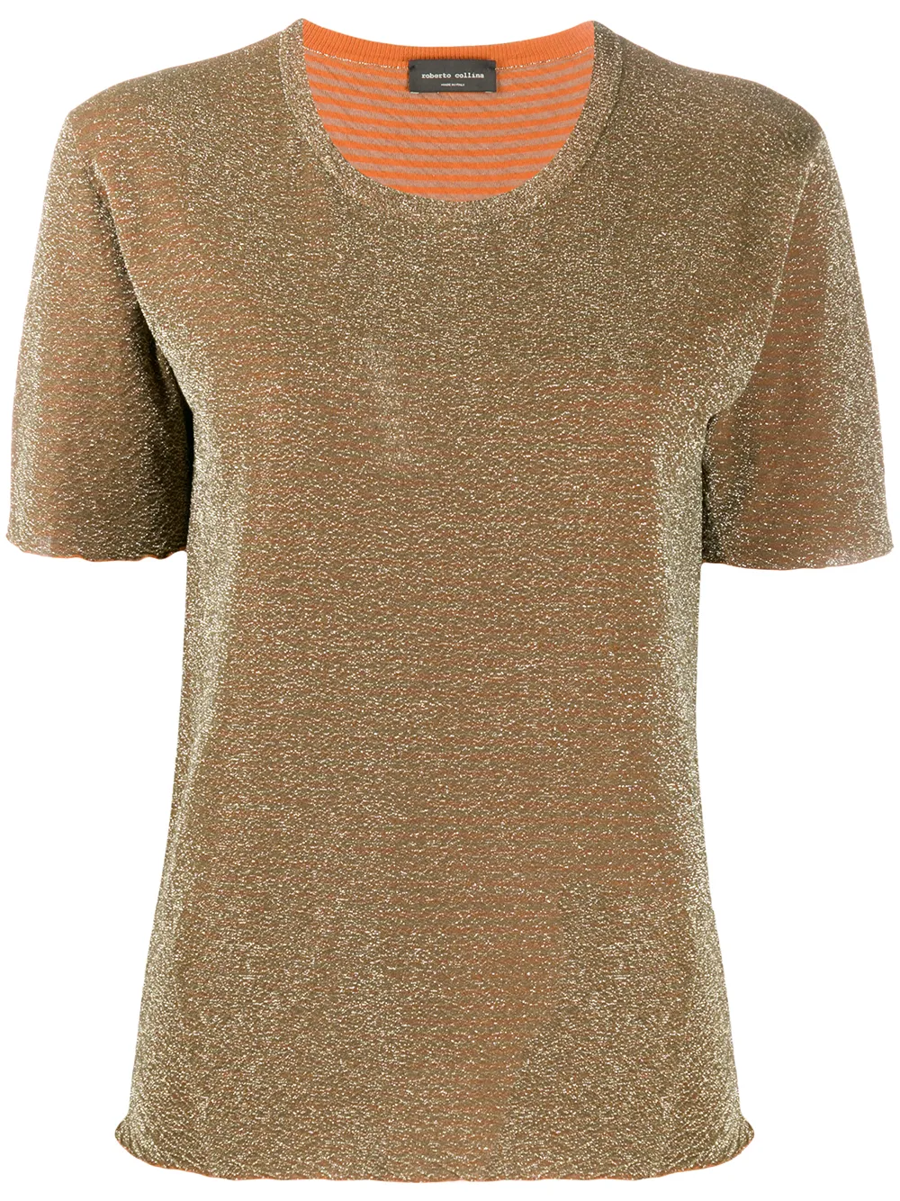 Roberto Collina T-Shirt In Metallic-Optik DYuSv mrIog Roberto Collina T-Shirt In Metallic-Optik DYuSv mrIog
