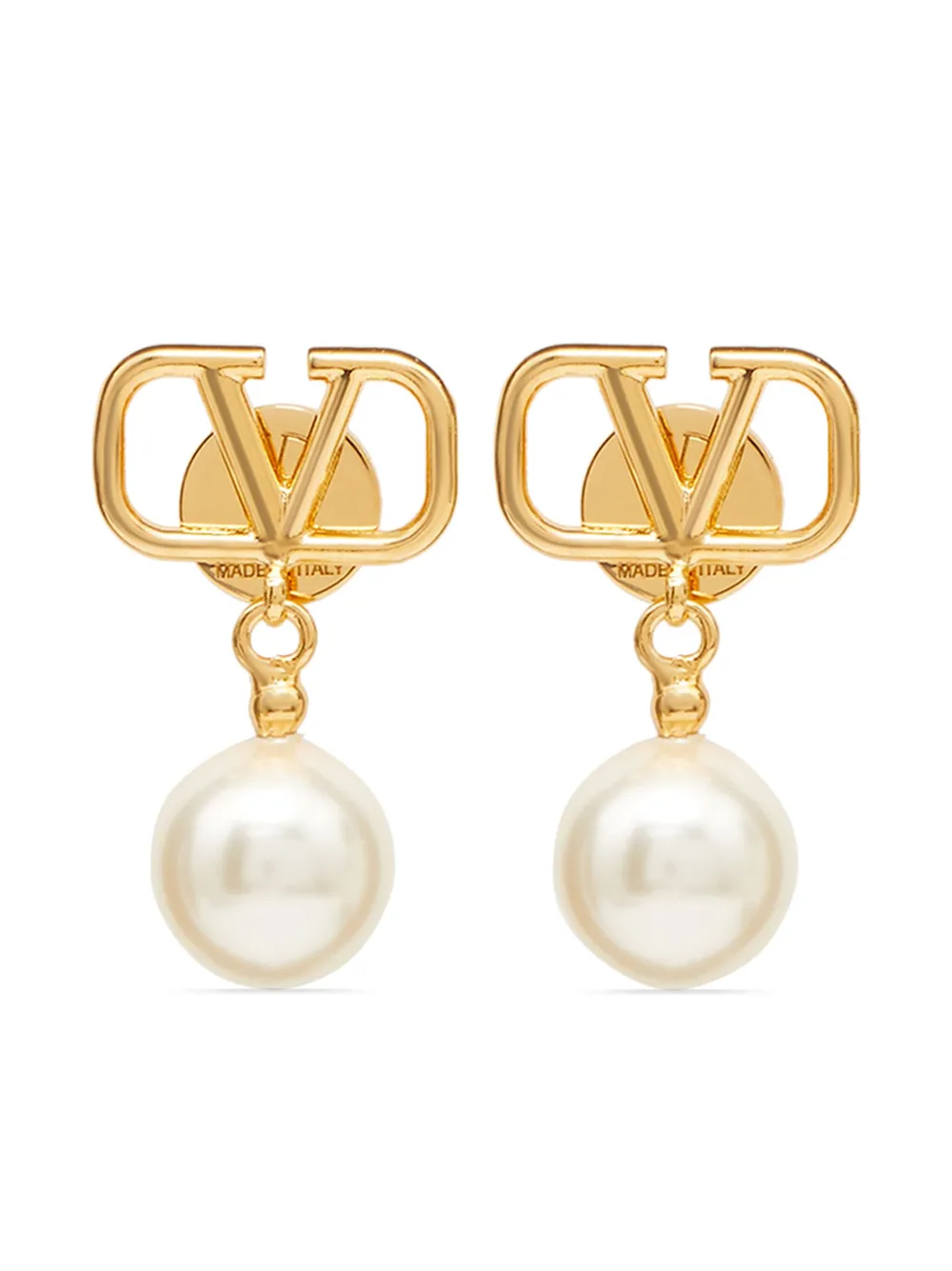 Valentino Garavani Vlogo Signature Pearl Drop Earrings In Gold