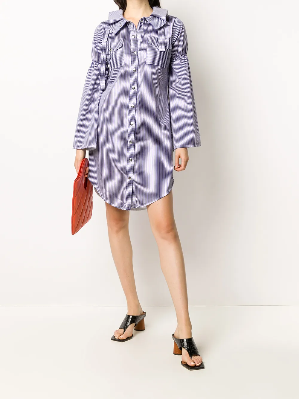 Thebe Magugu Gestreepte blousejurk - Wit