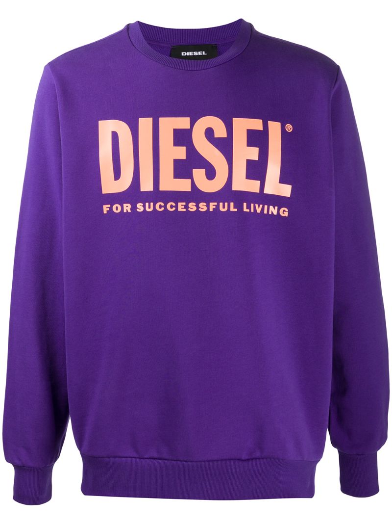Shop Diesel Logo Print Sweatshirt In Purple
