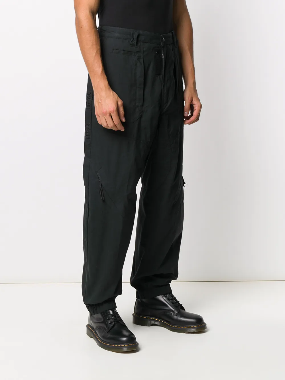 Diesel Broek met geplooide taille Zwart