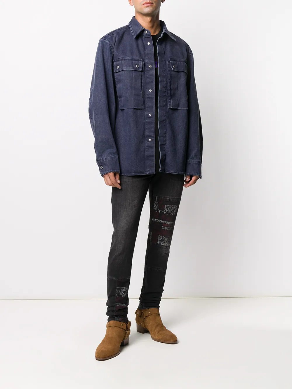  Diesel Hemd Mit Logo Patch   Blau 