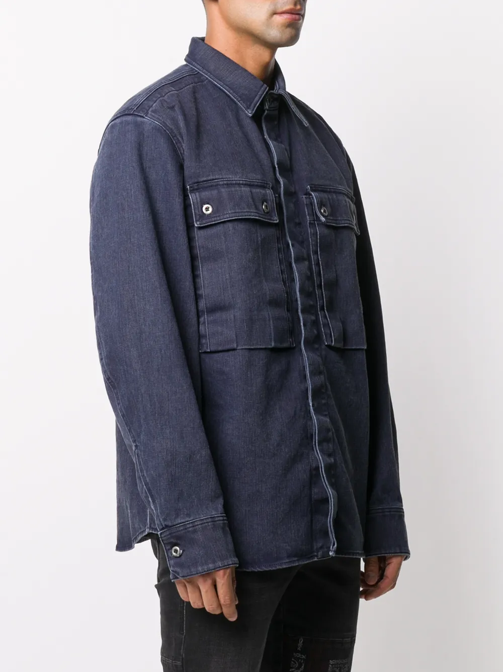  Diesel Hemd Mit Logo Patch   Blau 