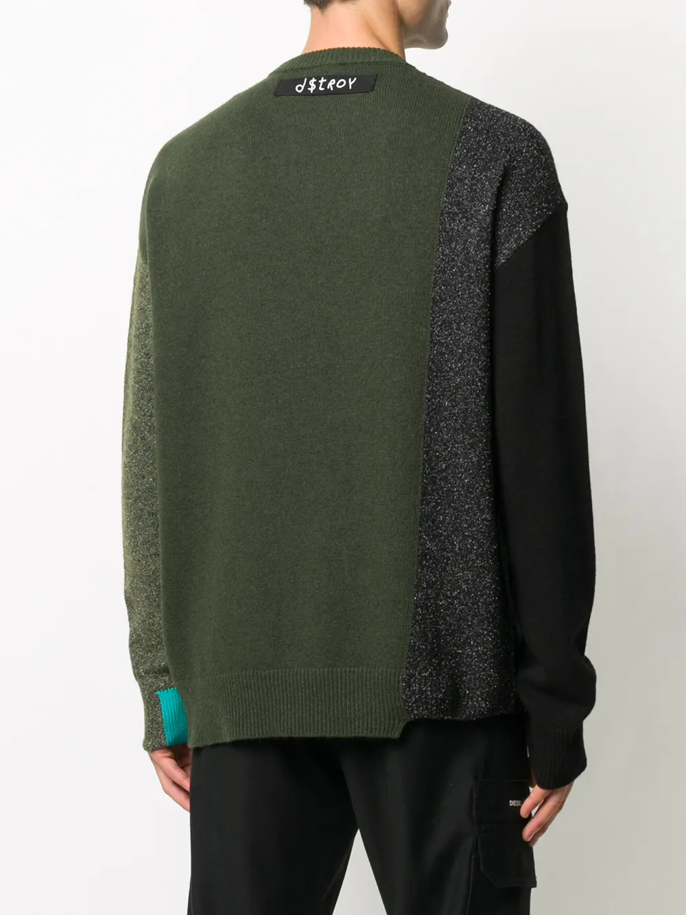 Diesel Trui met colourblocking Groen