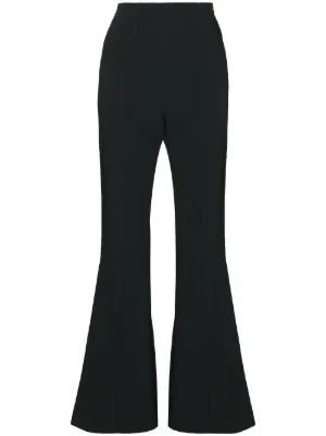 black stretch slim leg belted trousers