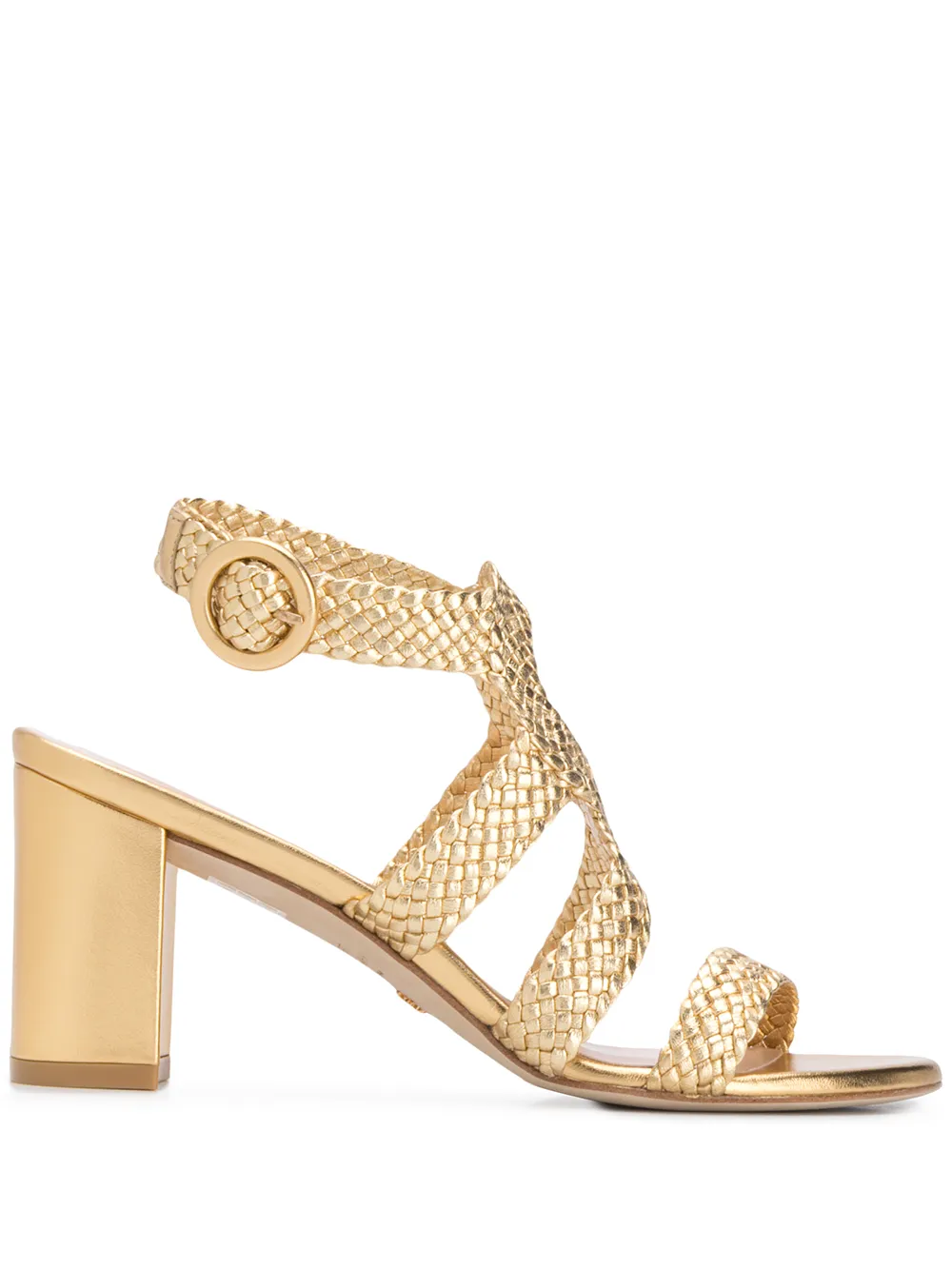 gold woven sandals