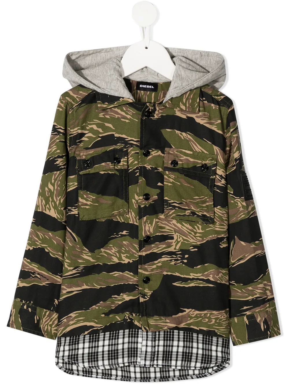 фото Diesel kids рубашка с принтом и капюшоном