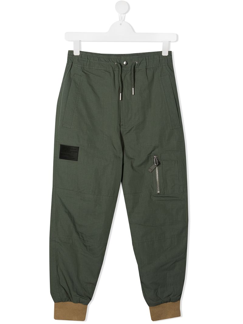 Shop Diesel Teen Elasticated Cargo Trousers In Green