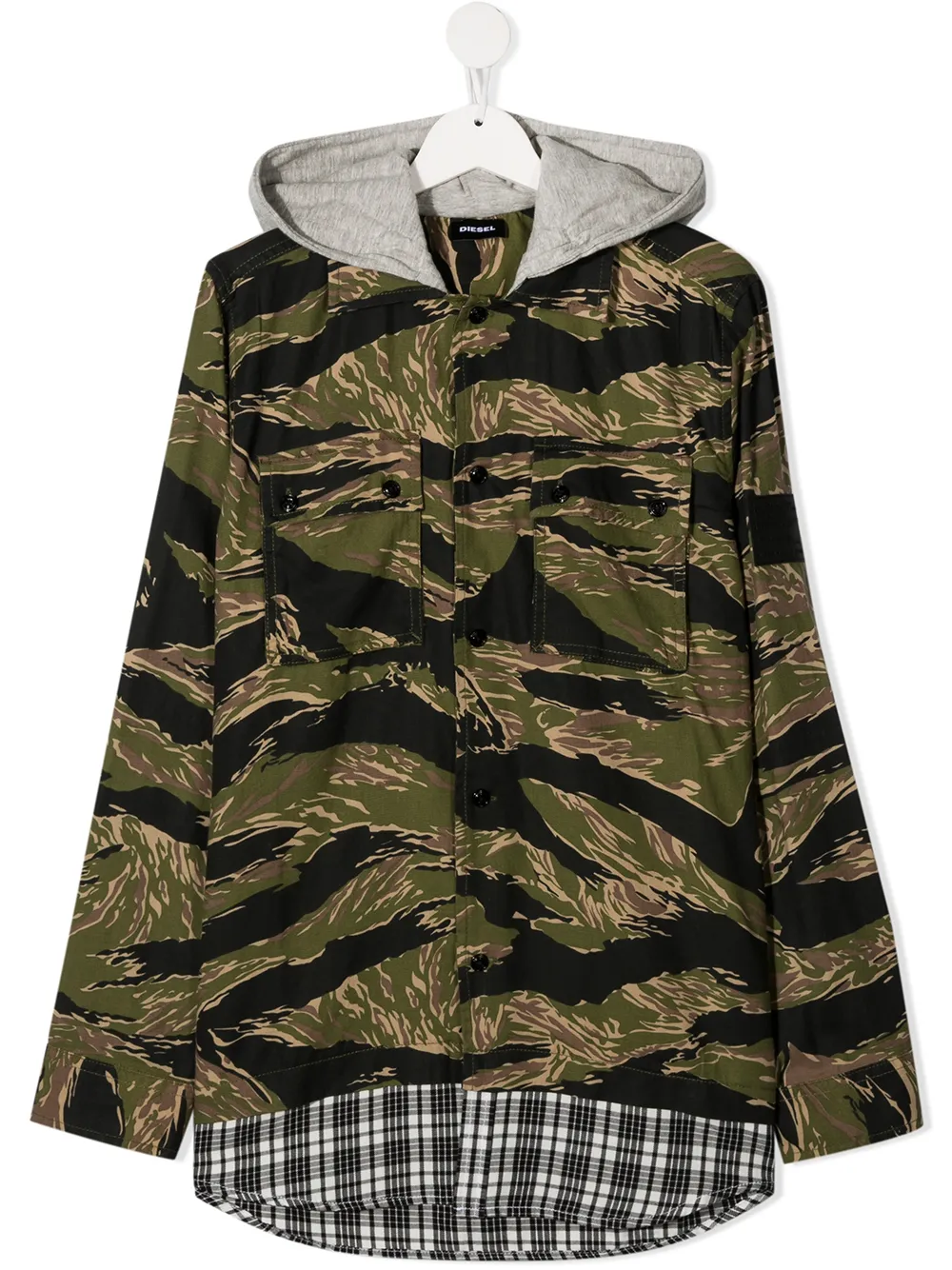фото Diesel kids рубашка с капюшоном и принтом