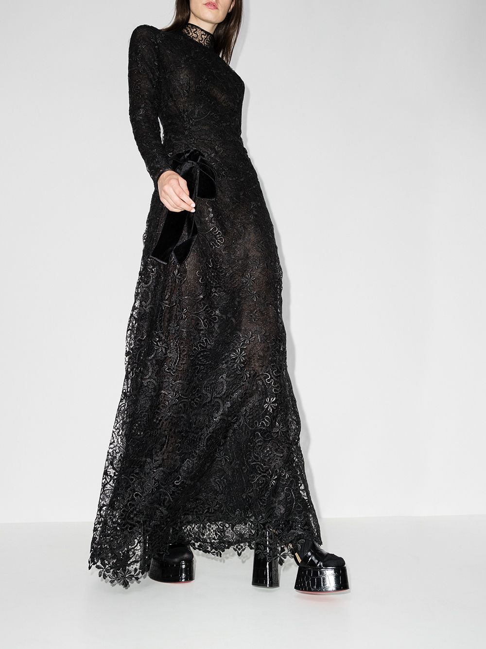 TOM FORD floral-lace long-sleeve Gown - Farfetch