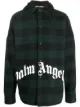 Image 1 of Palm Angels logo hooded plaid overshirt