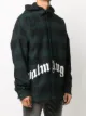 Palm Angels logo hooded plaid overshirt