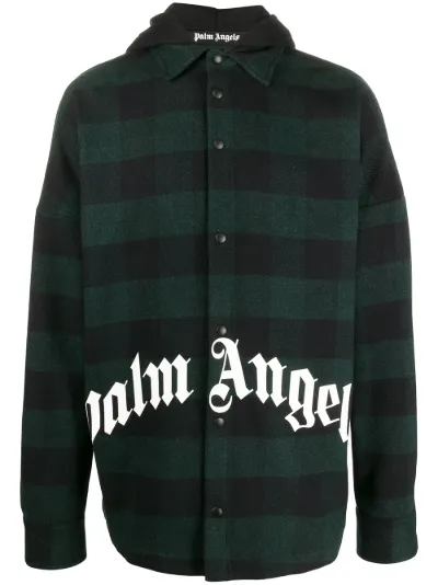 logo hooded plaid overshirt | Palm 