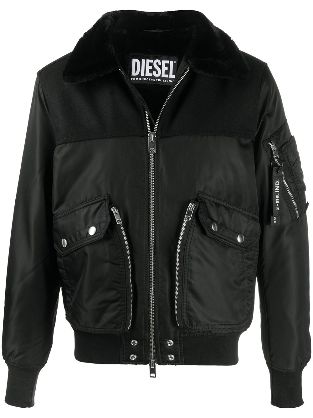 фото Diesel куртка на молнии с искусственным мехом