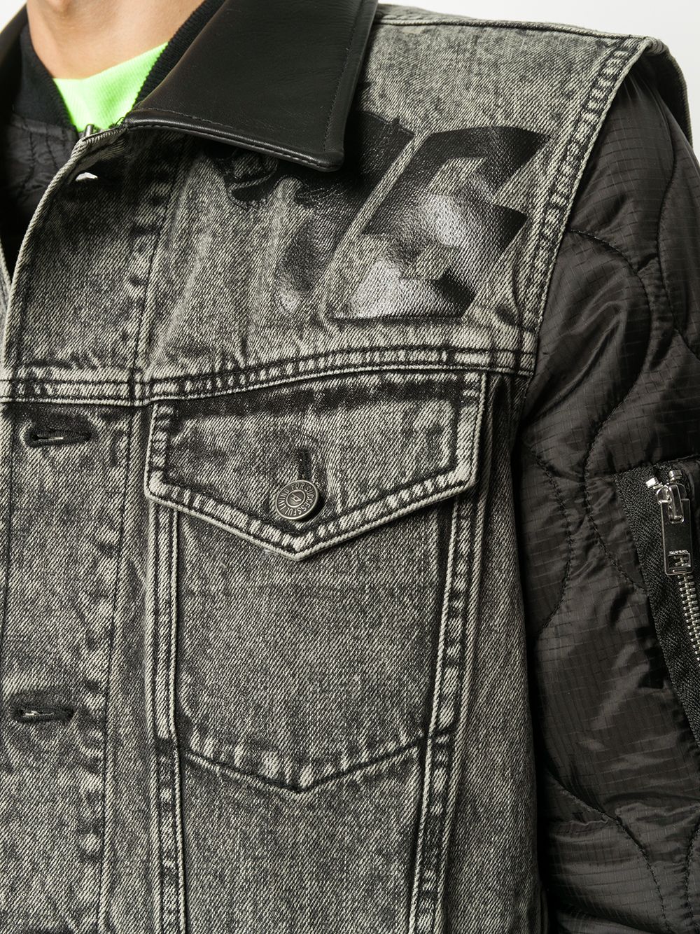 фото Diesel джинсовая куртка-бомбер с вышивкой
