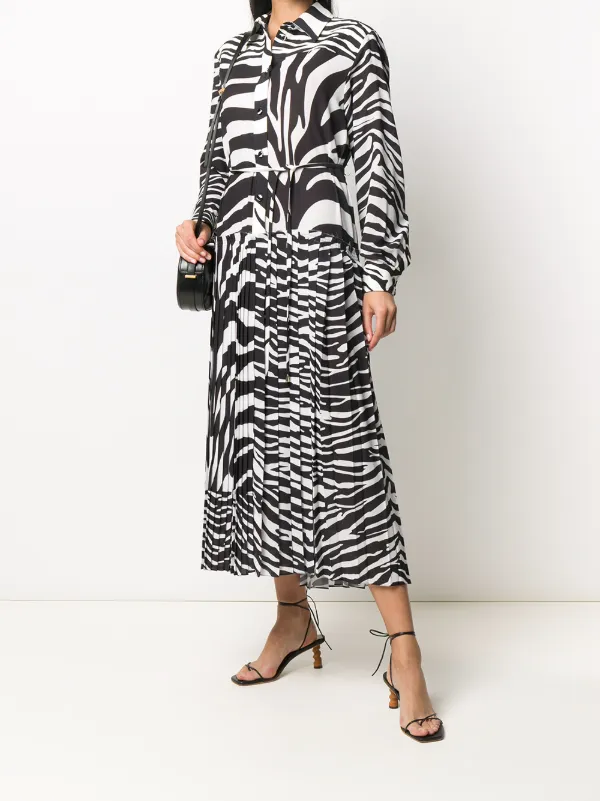 zebra print midi shirt dress