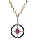 GEMFIELDS X MUSE 18kt white gold Nikos Koulis enamel and gemstone pendant