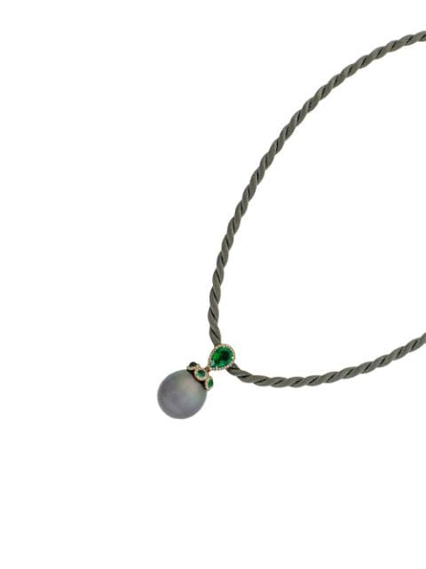 INBAR 18kt rose gold, emerald, diamond and pearl necklace