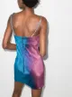 AREA crystal-embellished two-tone mini dress