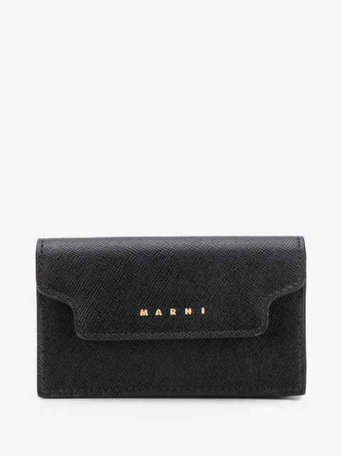 Marni logo-print leather card case