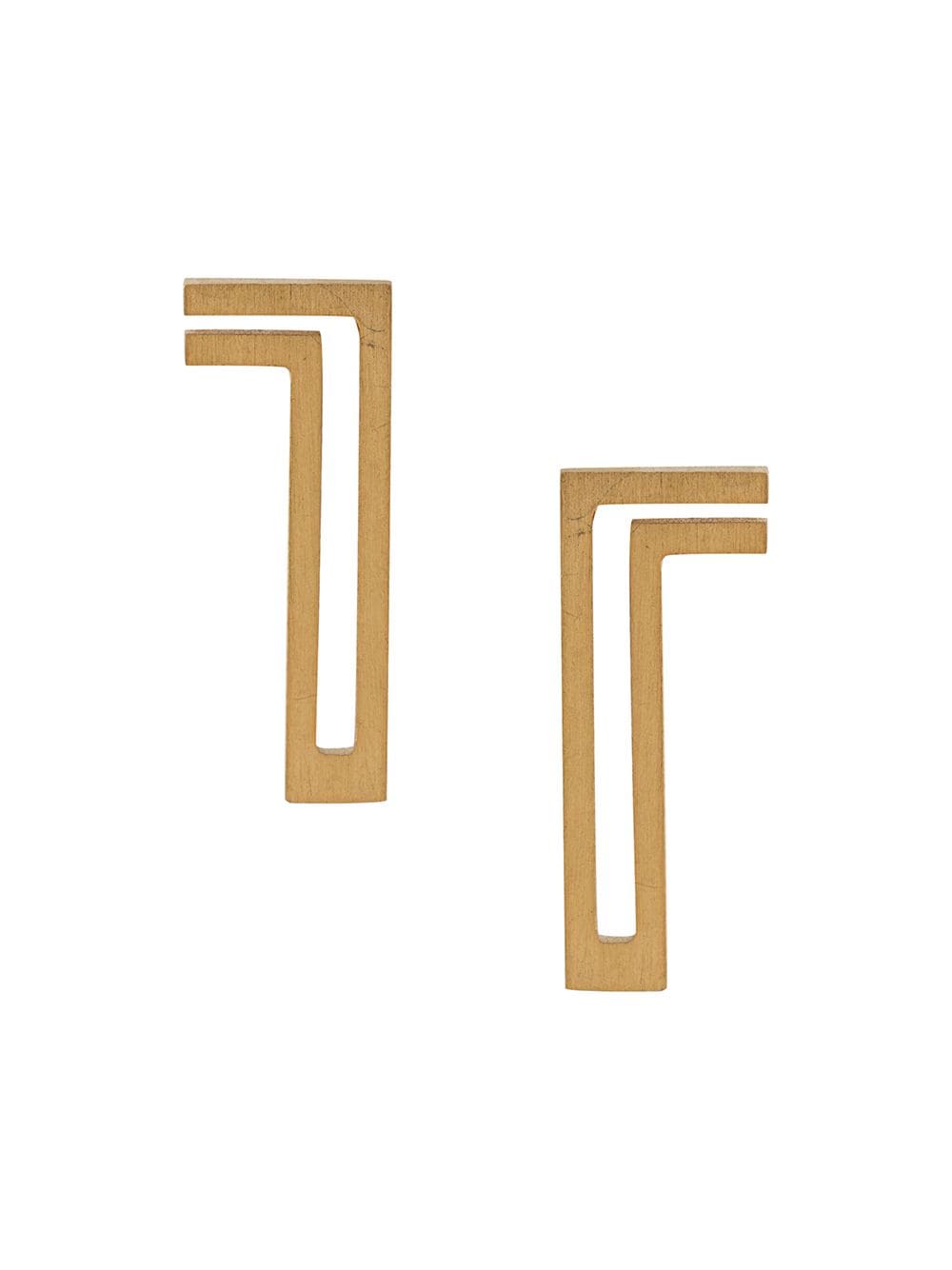 Hsu Jewellery Double Line 'l' Shape Earrings In Gold