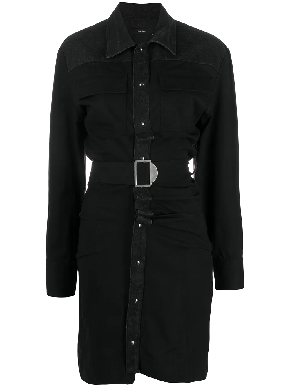 Diesel Diesel Hemdkleid mit Gürtel - Schwarz
