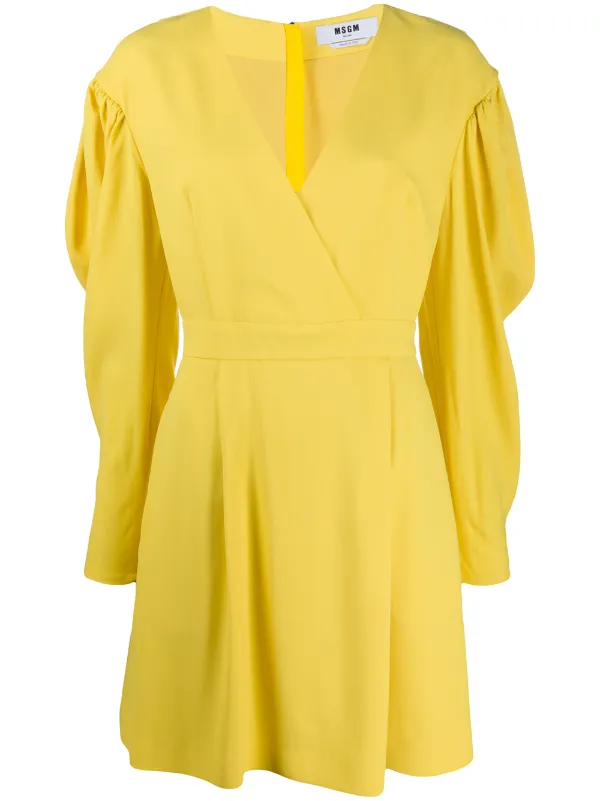 yellow puff sleeve dress