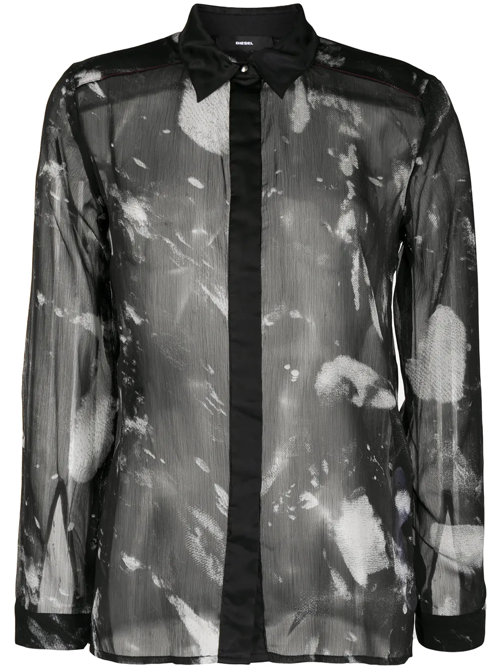

Diesel smudge print sheer shirt - Black