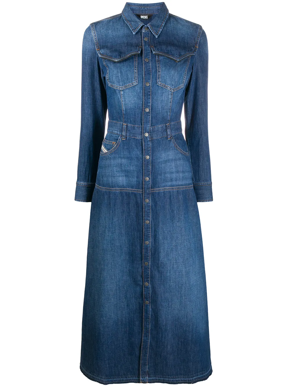 Diesel Jeanskleid mit offenem Saum - Blau