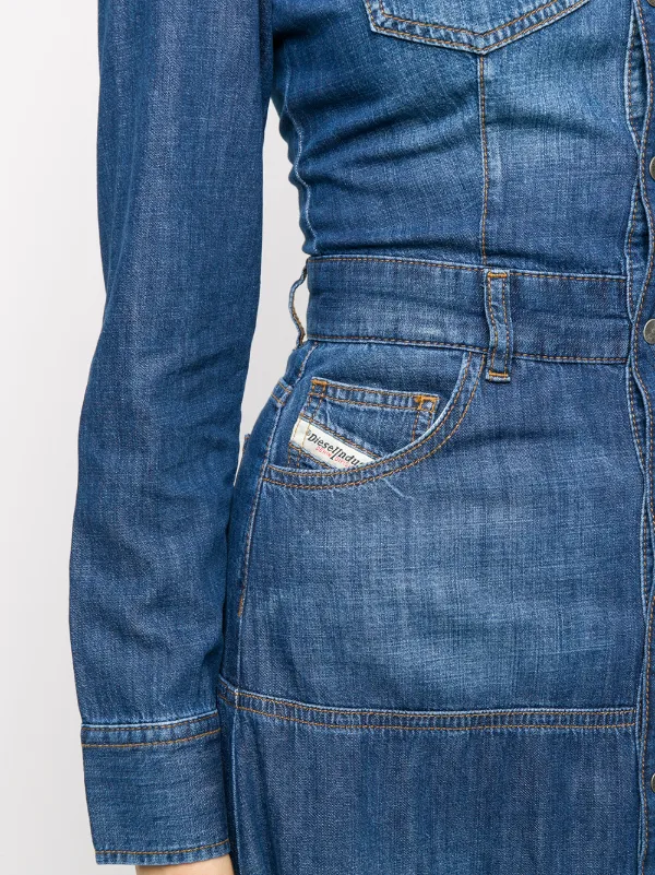 diesel jeans dress Diesel Mini Dress In Denim With Coated Effect In Pink - 72% Off