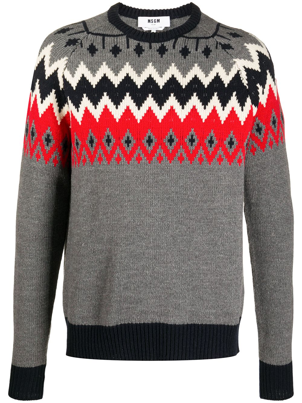 

MSGM zig-zag intarsia knit jumper - Grey