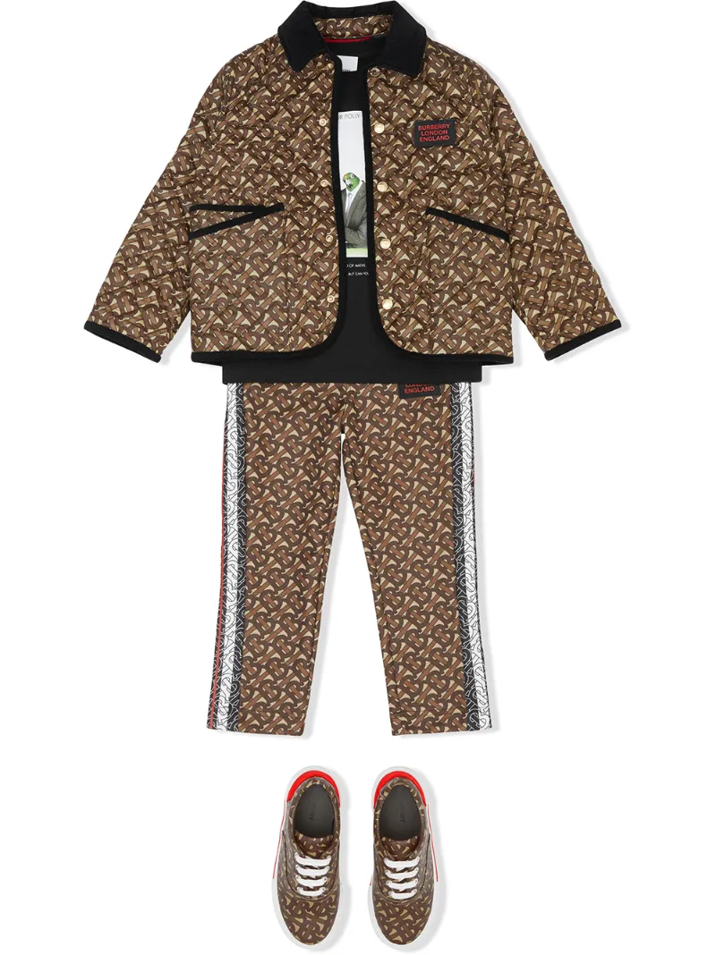 Click to view more detailed imagery on our partner's website Burberry Kids' Monogram Print Quiled Jacket In Brown