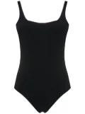 Amir Slama square neck lace-fastening one piece - Black