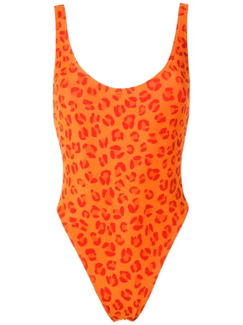 Amir Slama leopard-print open back one piece