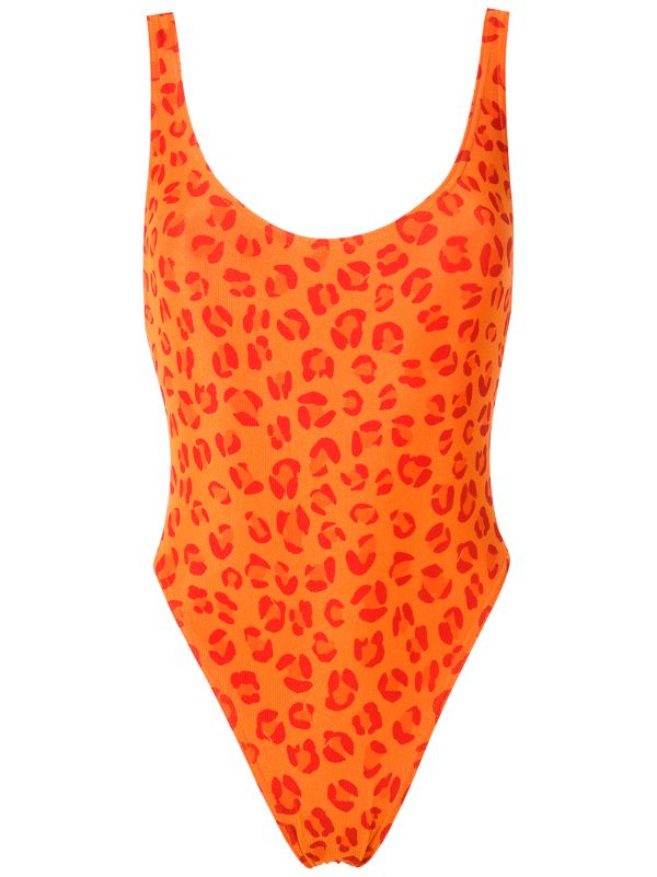 Orange cheap leopard swimsuit