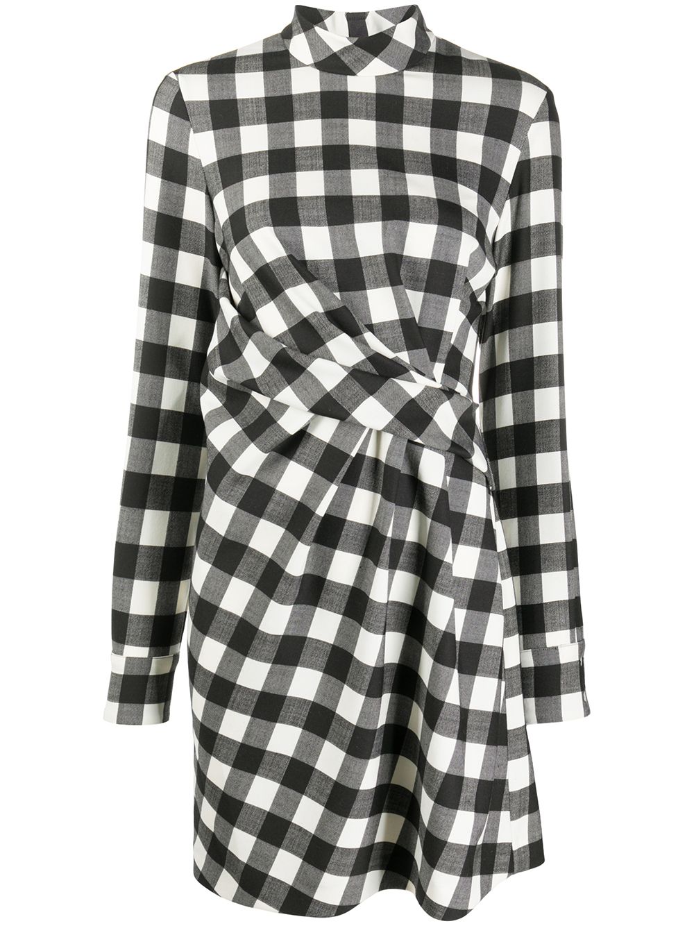 Msgm Front Pleat Checked Dress Farfetch 7538