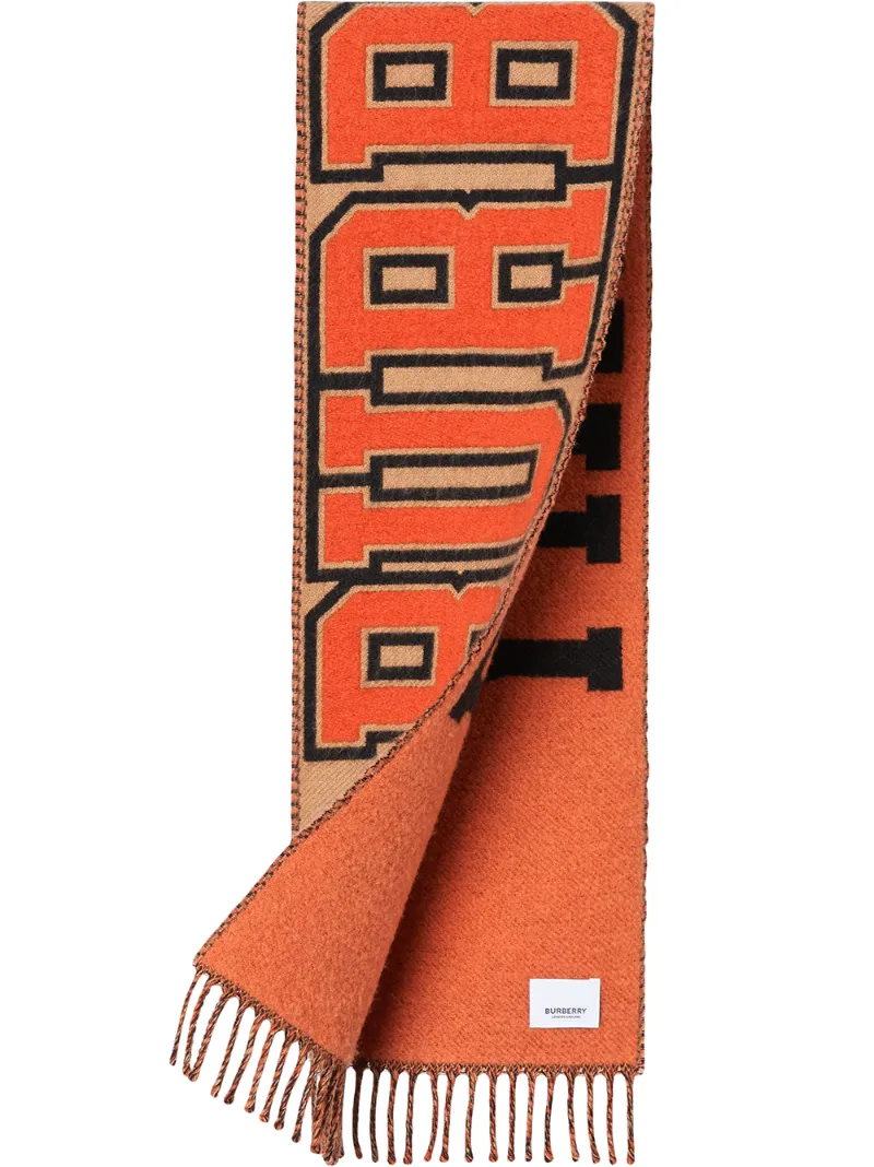 Click to view more detailed imagery on our partner's website Burberry Kids' Logo Print Scarf In Orange