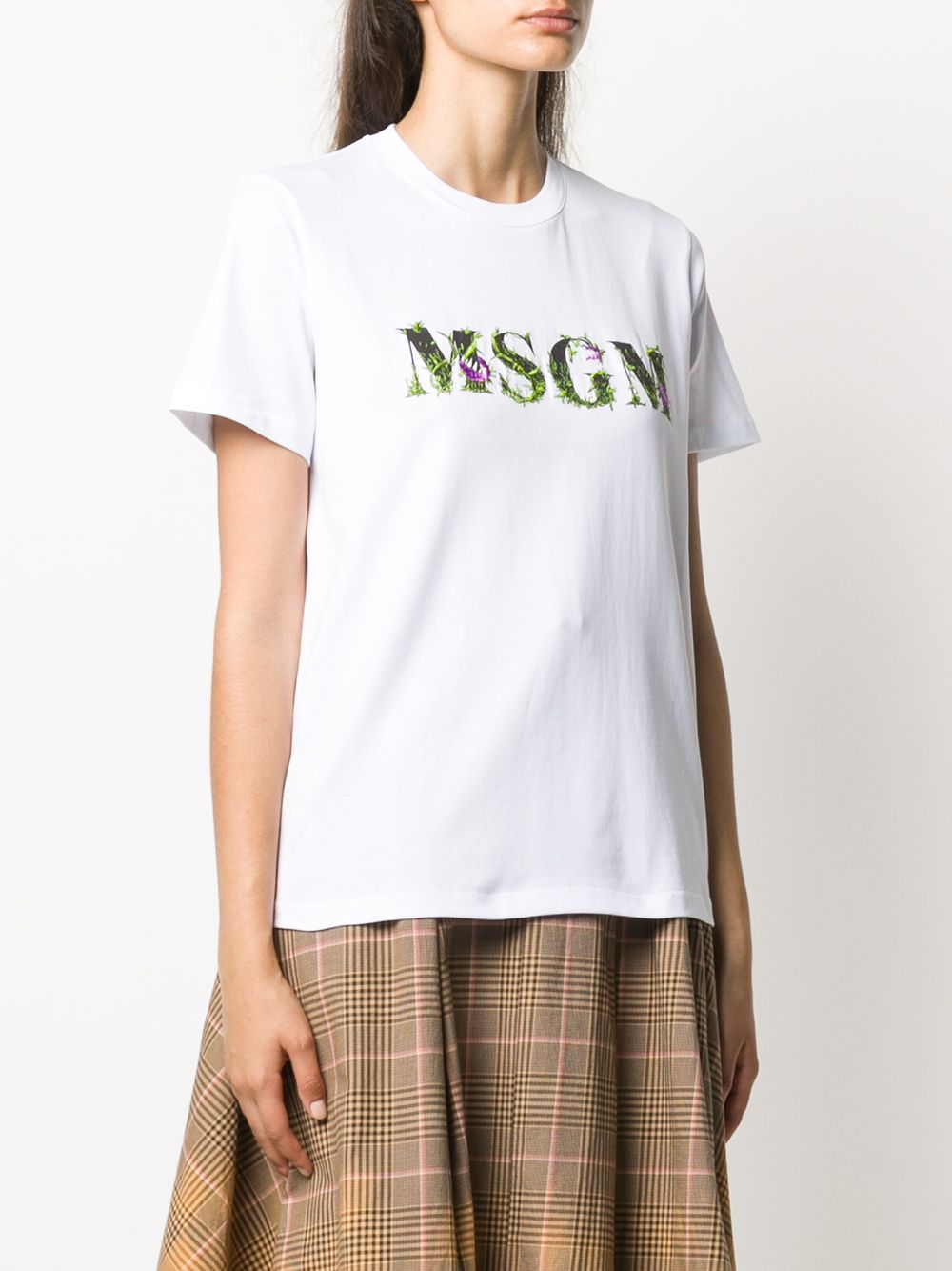 фото Msgm футболка с цветочным принтом и логотипом