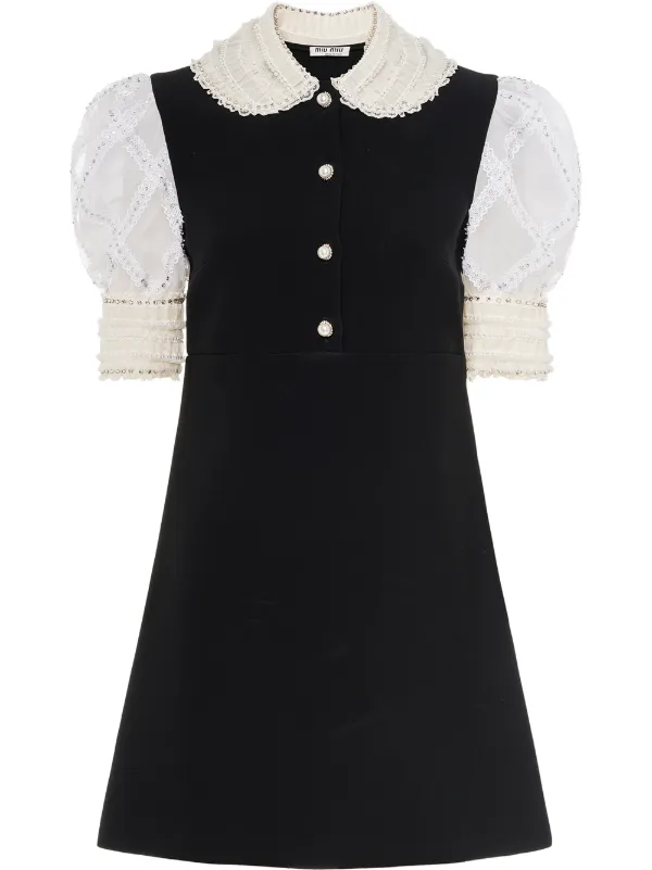 black dress white puff sleeves