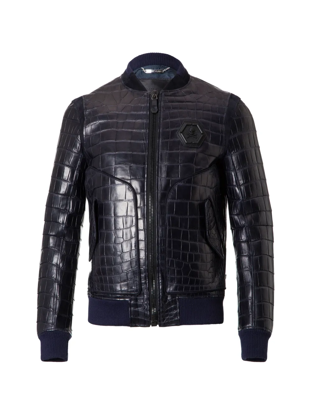 Philipp Plein James crocodile-effect leather jacket - Blu