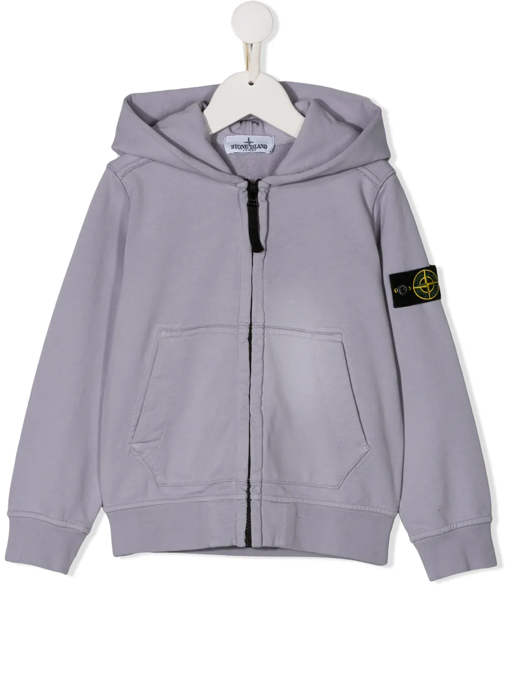 Stone Island Junior Hoodie met logopatch Paars