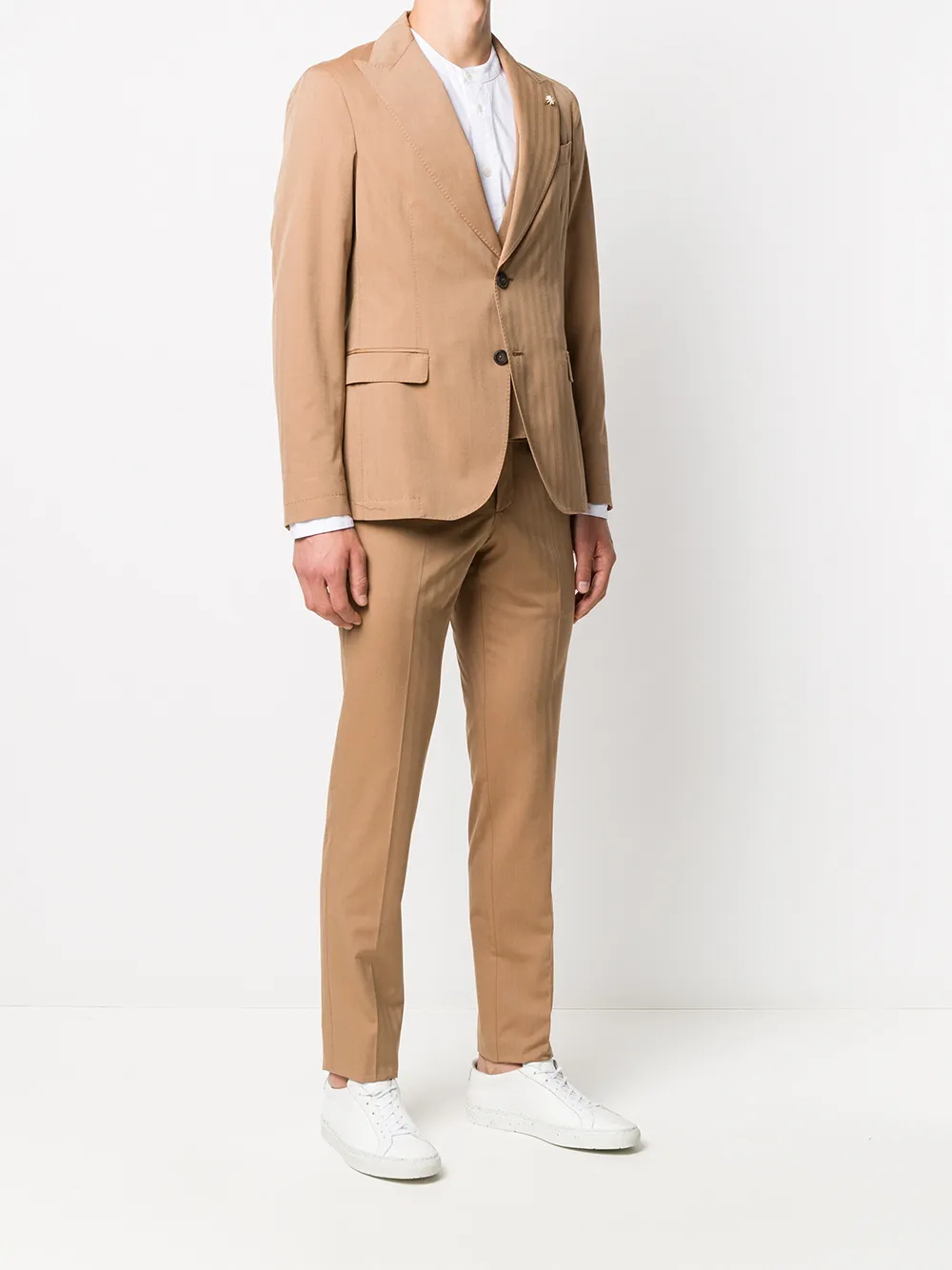  Manuel Ritz Striped Single-breasted Suit - Brown 